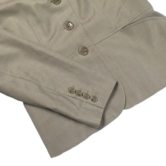 Ann Taylor Blazer Tan Three Button Suit Jacket Peplum Women's 6 Career Work - Picture 7 of 9